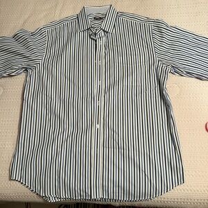 J. McLaughlin Blue and White‎ Casual Button Down Shirt